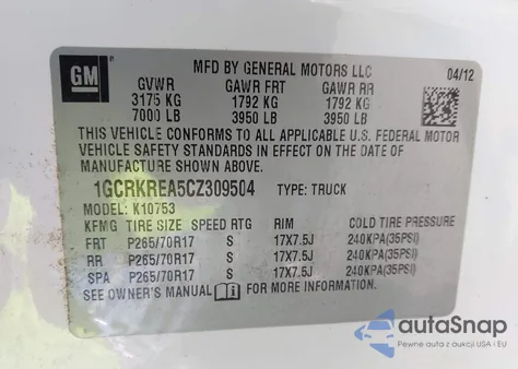 2012 Chevrolet Silverado 1500 Ls from USA, damaged, VIN 1GCRKREA5CZ309504